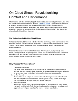 On Cloud Shoes_ Revolutionizing Comfort and Performance
