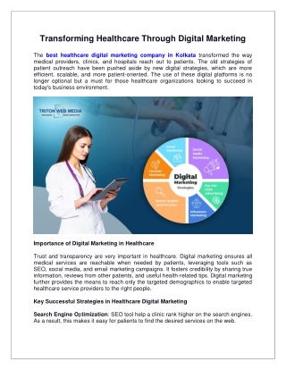 Transforming Healthcare Through Digital Marketing