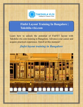Finfet Layout Training In Bangalore | Takshila-vlsi.com