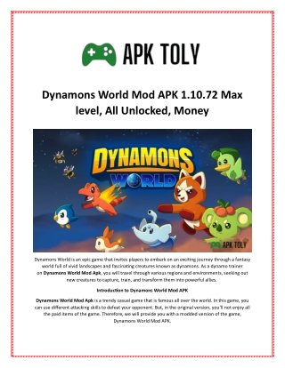 Dynamons World Mod APK 1.10.72 Max level, All Unlocked, Money