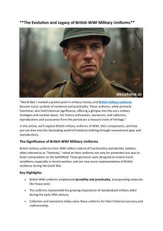 The Evolution and Legacy of British WWI Military Uniforms