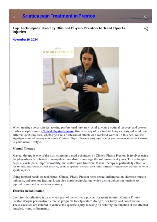 Top Techniques Used by Clinical Physio Preston to Treat Sports Injuries