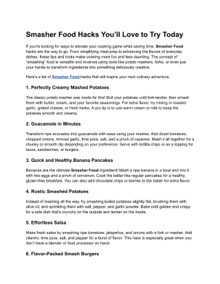 Smasher Food Hacks You’ll Love to Try Today