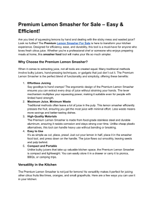 Premium Lemon Smasher for Sale – Easy & Efficient