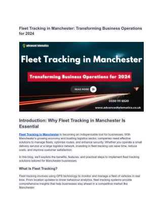 Fleet Tracking in Manchester Enhance Efficiency & Save Costs