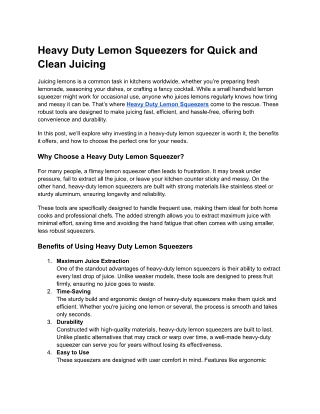 Heavy Duty Lemon Squeezers for Quick and Clean Juicing