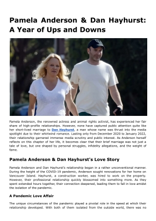Pamela Anderson & Dan Hayhurst_ A Year of Ups and Downs