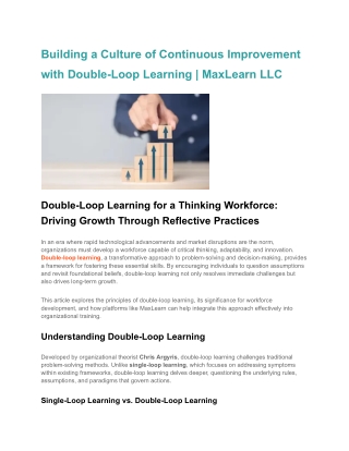 Building a Culture of Continuous Improvement with Double-Loop Learning _ MaxLearn LLC