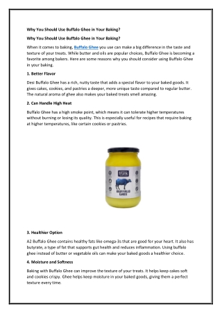 Why You Should Use Buffalo Ghee in Your Baking?