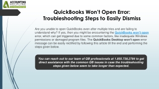 Step-by-Step guide to fix QuickBooks Won’t Open Issue