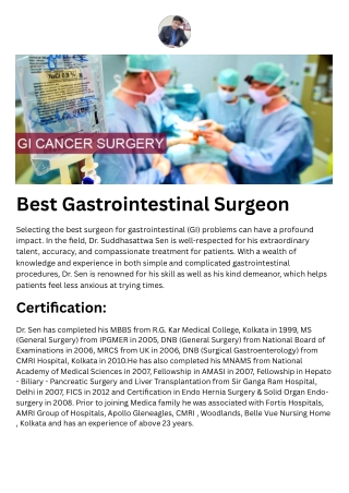 Gastrointestinal Surgeon in Kolkata, West Bengal