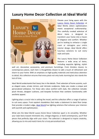 Luxury Home Decor at Ideal World
