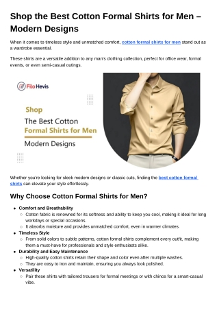 Shop the Best Cotton Formal Shirts for Men – Modern Designs