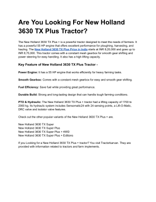 Are You Looking For New Holland 3630 TX Plus Tractor