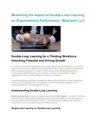 Measuring the Impact of Double-Loop Learning on Organizational Performance _ MaxLearn LLC