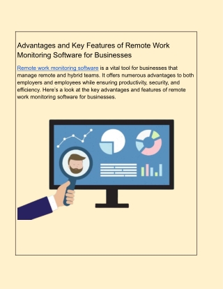 Advantages and Key Features of Remote Work Monitoring Software for Businesses