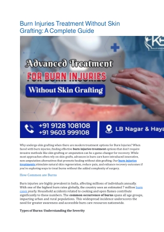 Burn Injuries Treatment Without Skin Grafting