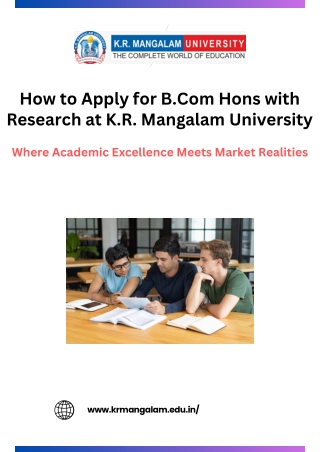 How to Apply for B.Com Hons with Research at K.R. Mangalam University