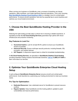 5 Tips to Avoid Downtime in QuickBooks Desktop Cloud Hosting