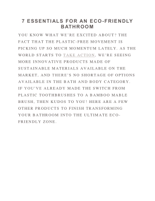 7 ESSENTIALS FOR AN ECO-FRIENDLY BATHROOM