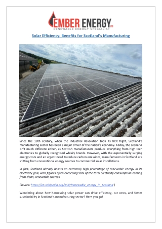 Scotland Solar Panels | Reduce Costs for Manufacturers | Ember