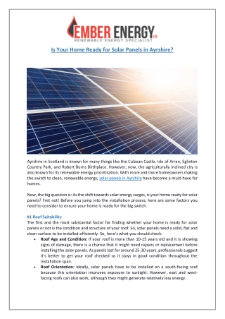 Solar Panels in Ayrshire | A Guide for Homeowners | Ember Energy