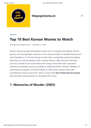 Top 10 Best Korean Movies to Watch