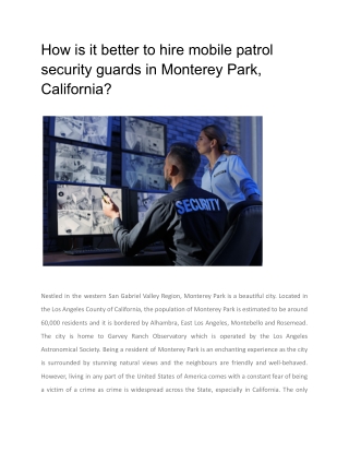 How is it better to hire mobile patrol security guards in Monterey Park, California