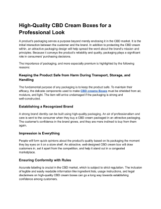 High-Quality CBD Cream Boxes for a Professional Look
