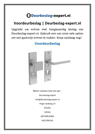 Voordeurbeslag  Deurbeslag-expert.nl