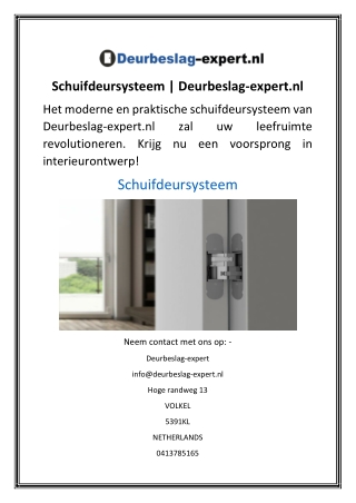 Schuifdeursysteem  Deurbeslag-expert.nl