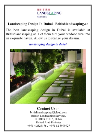 Landscaping Design In Dubai | Britishlandscaping.ae