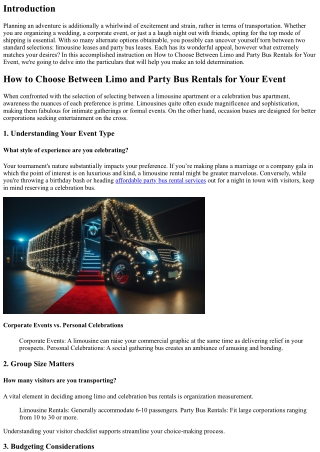 How to Choose Between Limo and Party Bus Rentals for Your Event