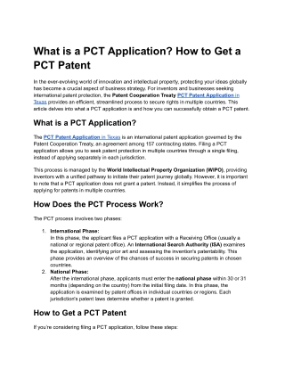 What is a PCT Application_ How to Get a PCT Patent