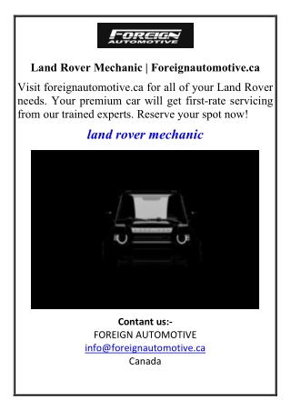 Land Rover Mechanic  Foreignautomotive.ca