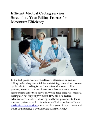 Efficient Medical Coding Services