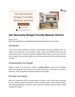 Get Absolutely Budget Friendly Modular Kitchen