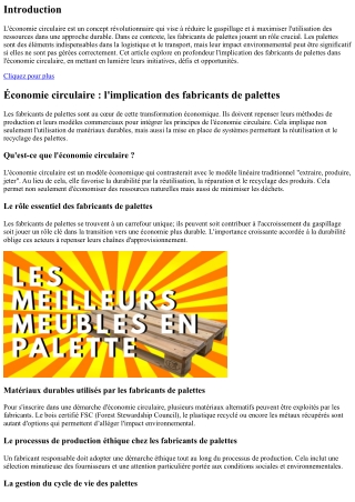 Économie circulaire : l'implication des fabricants de palettes