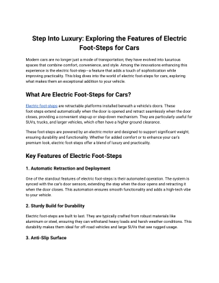 Step Into Luxury_ Exploring the Features of Electric Foot-Steps for Cars