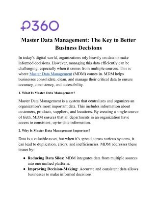 Master Data Management: The Key to Better Business Decisions