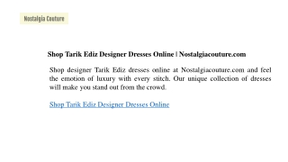 Shop Tarik Ediz Designer Dresses Online  Nostalgiacouture1