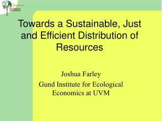 Towards a Sustainable, Just and Efficient Distribution of Resources
