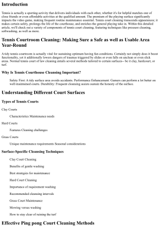 Tennis Court Cleaning: Guaranteeing a Safe as well as Usable Surface Area Year-R