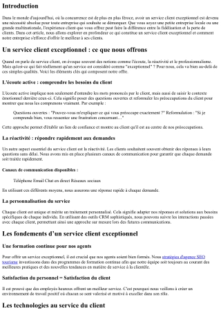 Un service client exceptionnel : ce que nous offrons