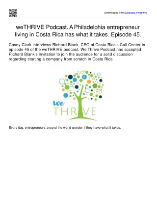 WE THRIVE PODCAST TELEMARKETING GUEST RICHARD BLANK COSTA RICA'S CALL CENTER.