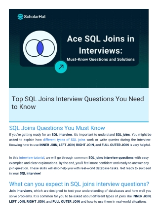 Joins SQL Interview Questions By ScholarHat