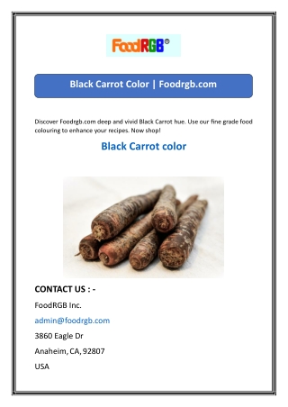 Black Carrot Color  Foodrgb