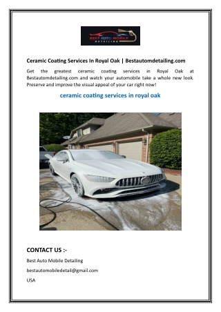 Ceramic Coating Services In Royal Oak  Bestautomdetailing