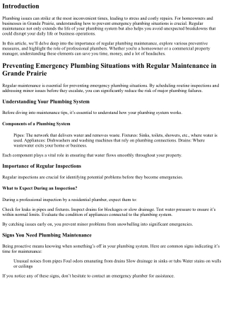 Preventing Emergency Plumbing Situations with Regular Maintenance in Grande Prai