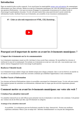 Mettre en avant les événements municipaux sur votre site internet